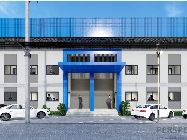 F 5071 ให้เช่าอาคารโรงงานโกดังพร้อมออฟฟิศสร้างใหม่บนถนนกิ่งแก้ว ขนาด 800 ตรม พิกัดตำบลราชาเทวะ อำเภอบางพลี สมุทรปราการ